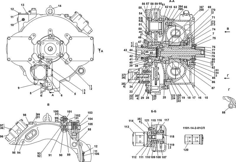 1101-14-2СП/2-01СП Гидротрансформатор с редуктором привода насосов бульдозера Четра Т 9